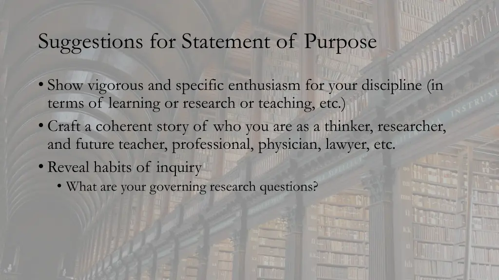 suggestions for statement of purpose
