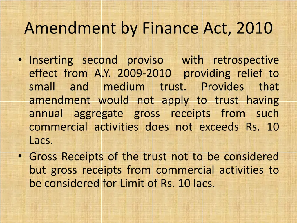 amendment by finance act 2010