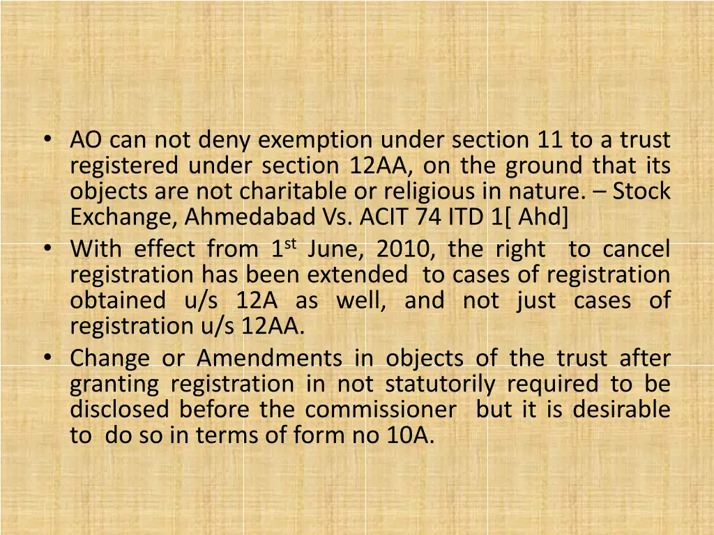 ao can not deny exemption under section