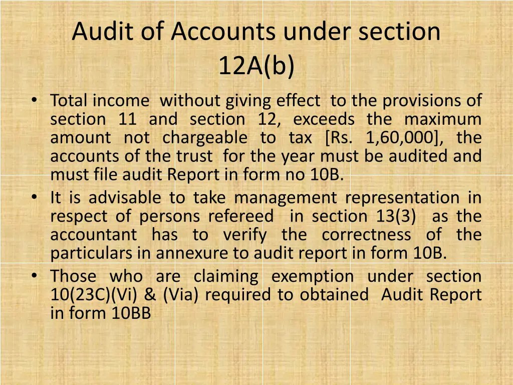 audit of accounts under section 12a b total