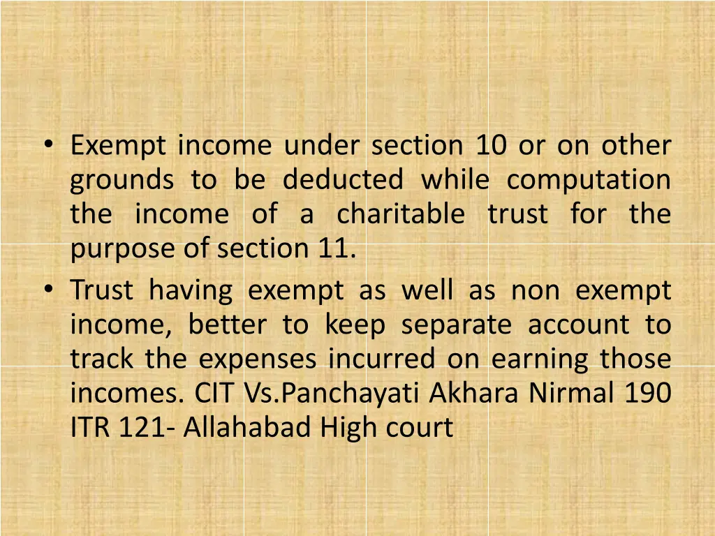 exempt income under section 10 or on other