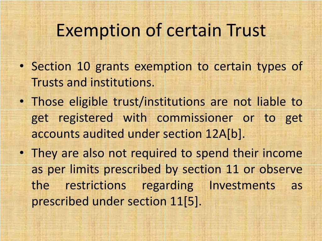 exemption of certain trust