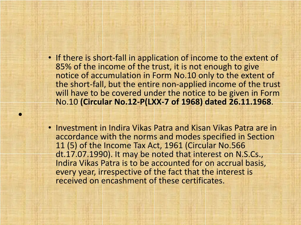if there is short fall in application of income