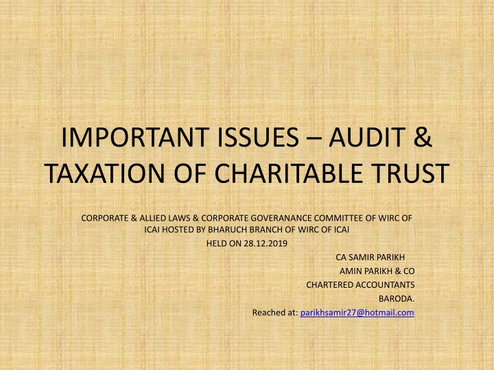 important issues audit taxation of charitable