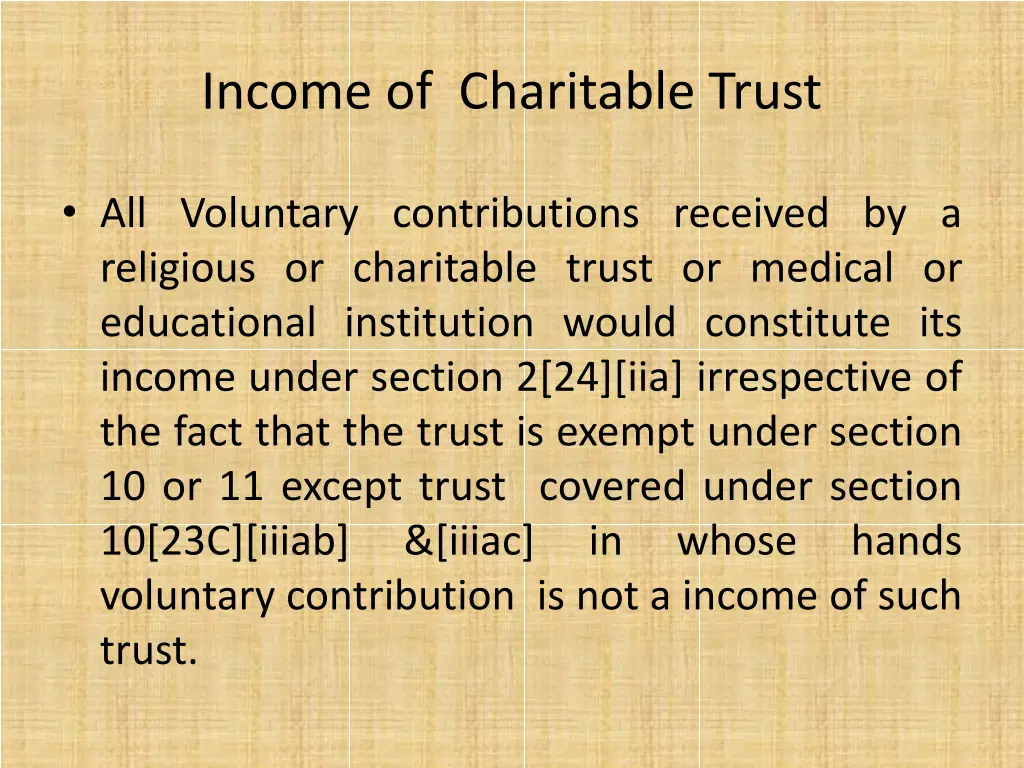 income of charitable trust