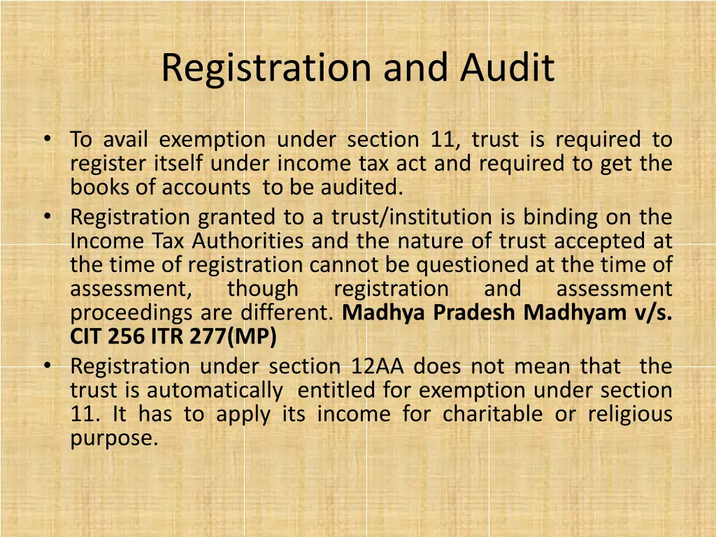 registration and audit