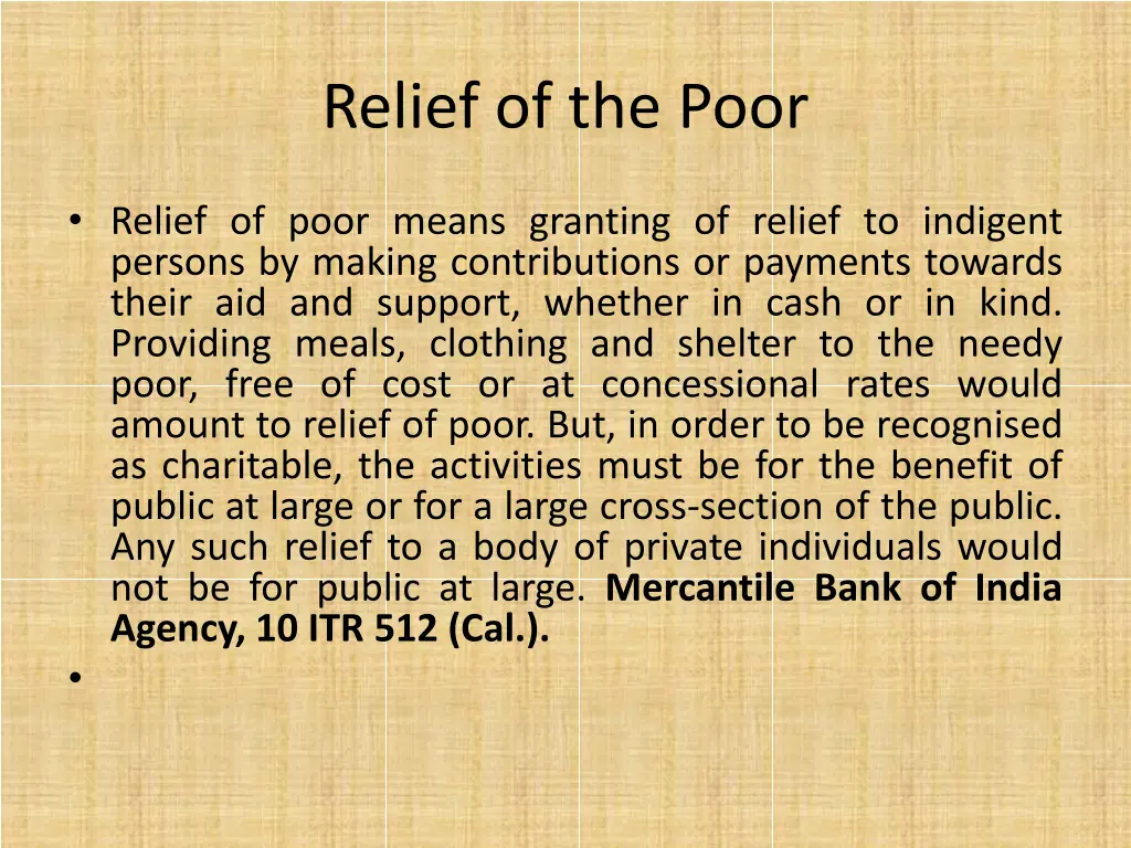 relief of the poor