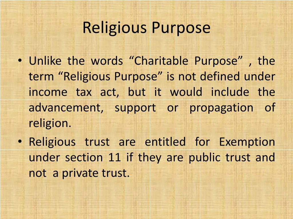 religious purpose