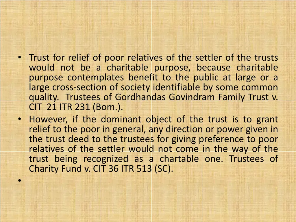 trust for relief of poor relatives of the settler