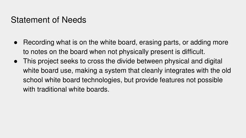 statement of needs