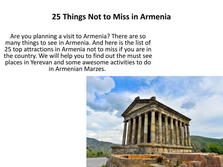 25 things not to miss in armenia