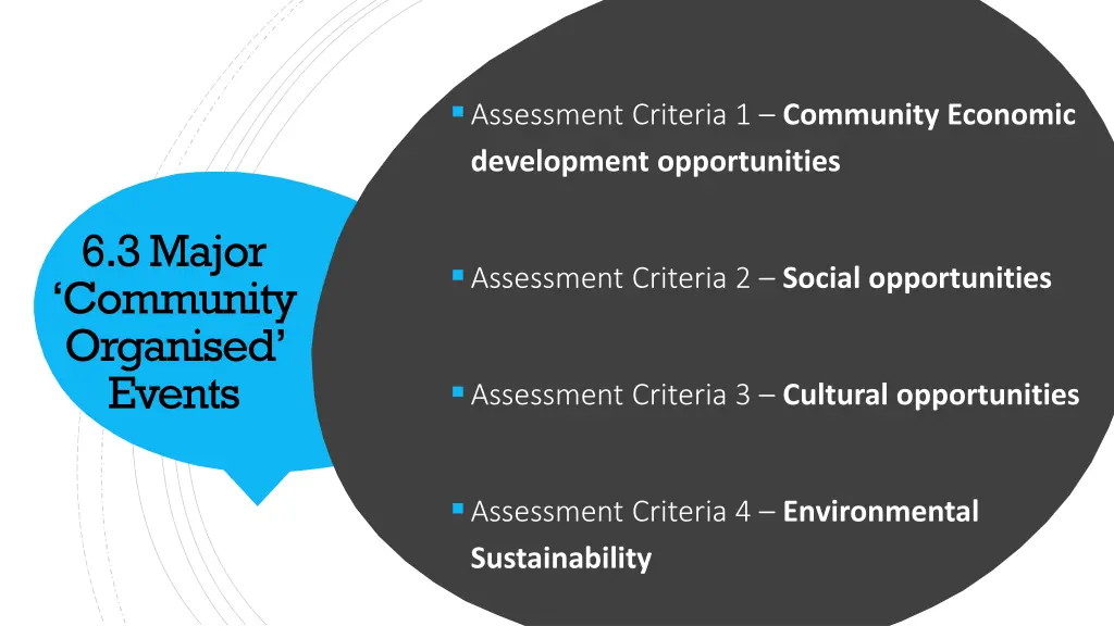 assessment criteria 1 community economic