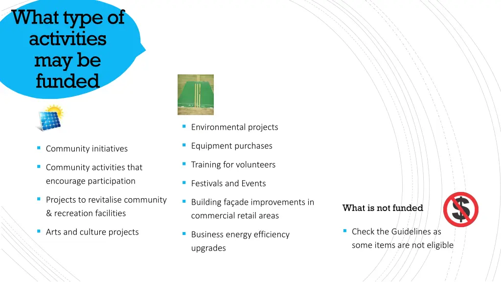what type of activities may be funded