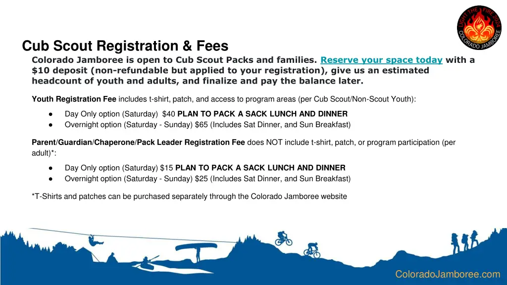 cub scout registration fees colorado jamboree