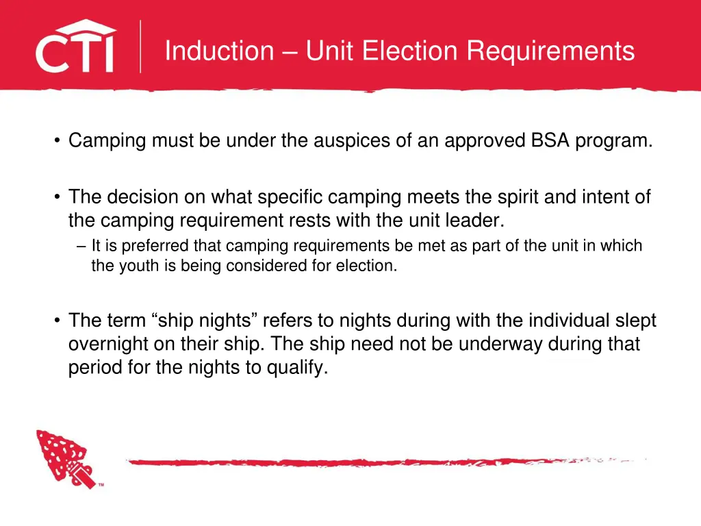 induction unit election requirements