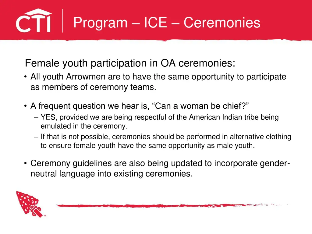 program ice ceremonies