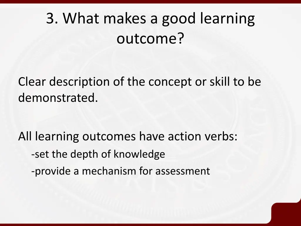 3 what makes a good learning outcome