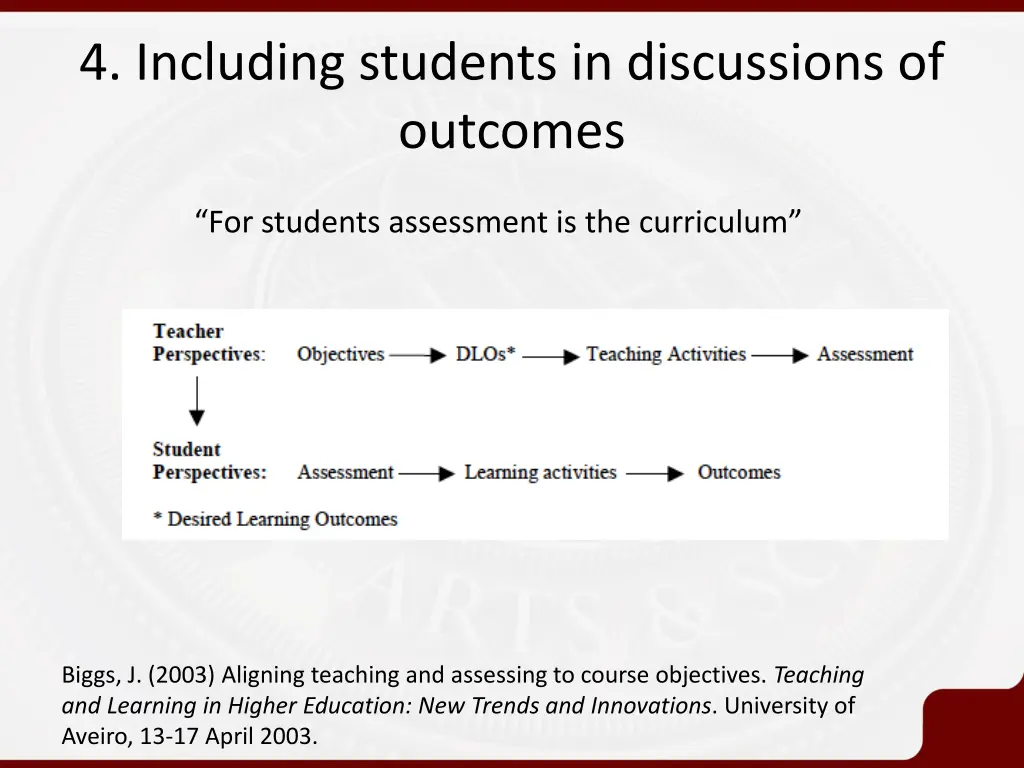 4 including students in discussions of outcomes