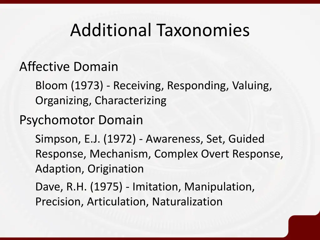additional taxonomies