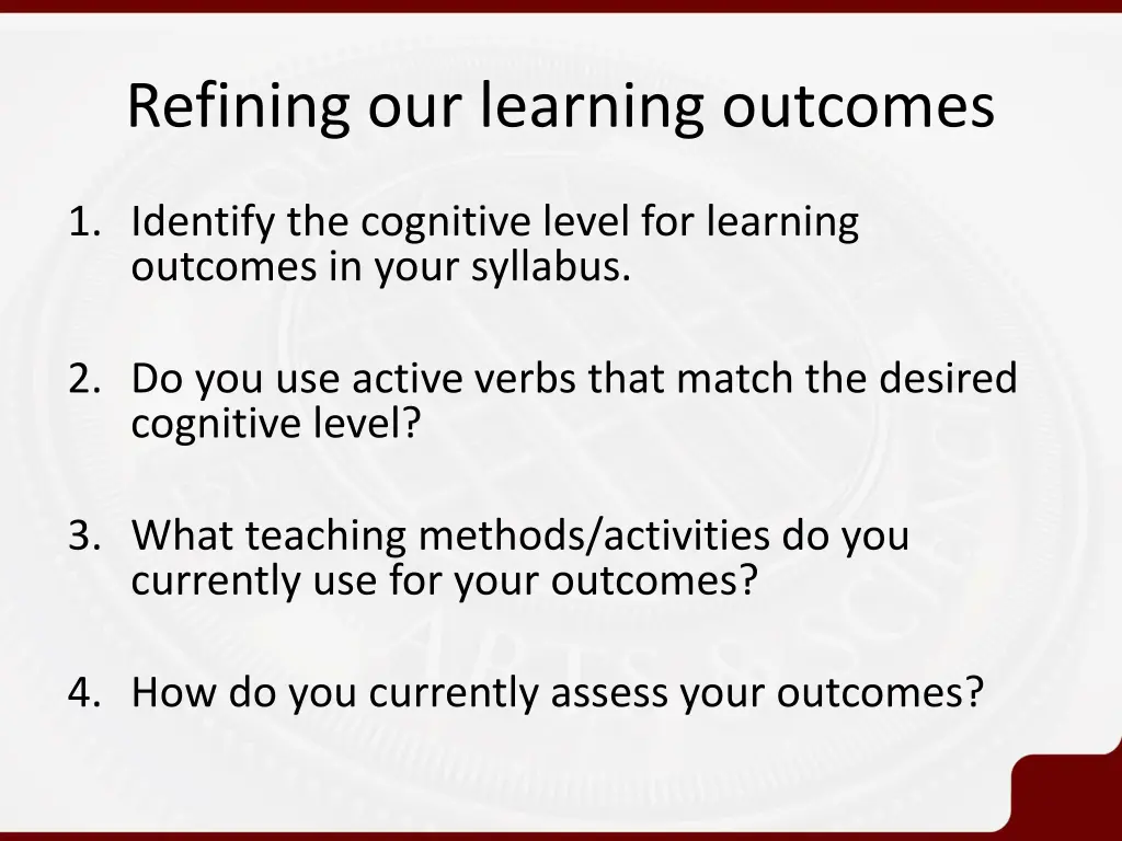refining our learning outcomes