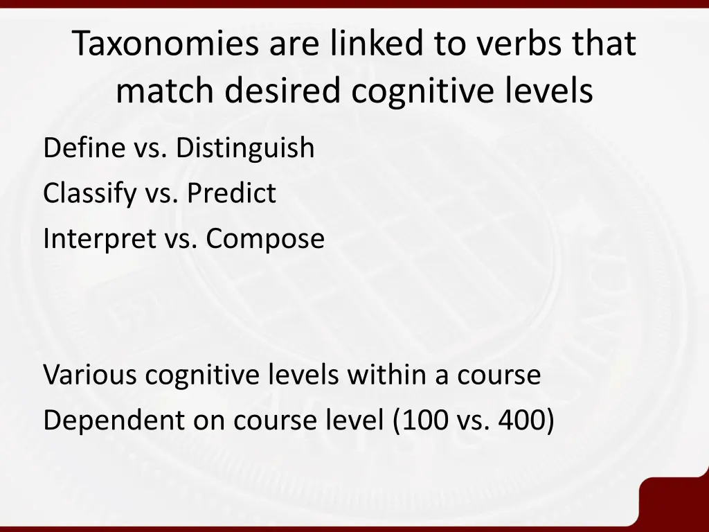 taxonomies are linked to verbs that match desired