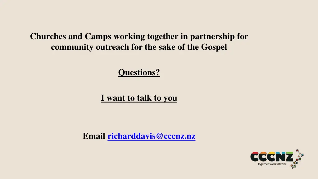 churches and camps working together