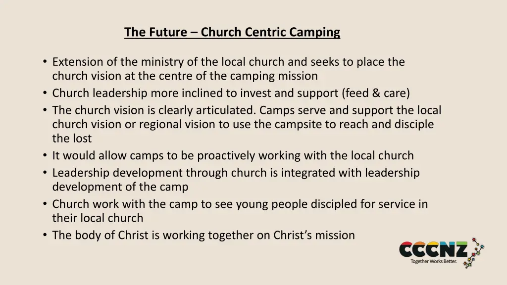 the future church centric camping