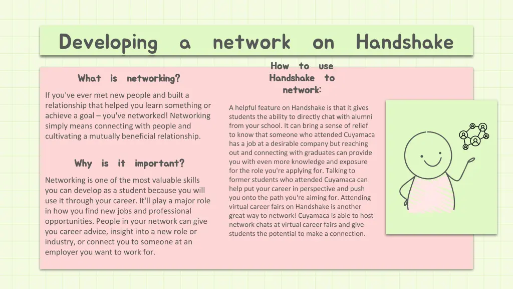 developing a network on handshake