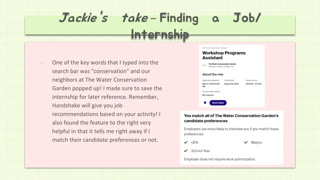 jackie s take finding a job internship
