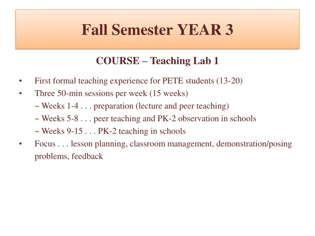 fall semester year 3