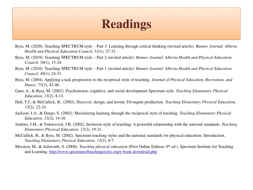 readings
