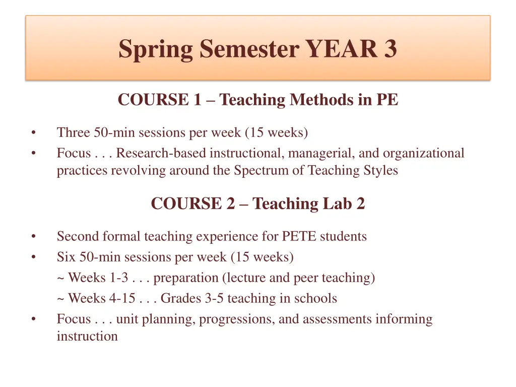 spring semester year 3