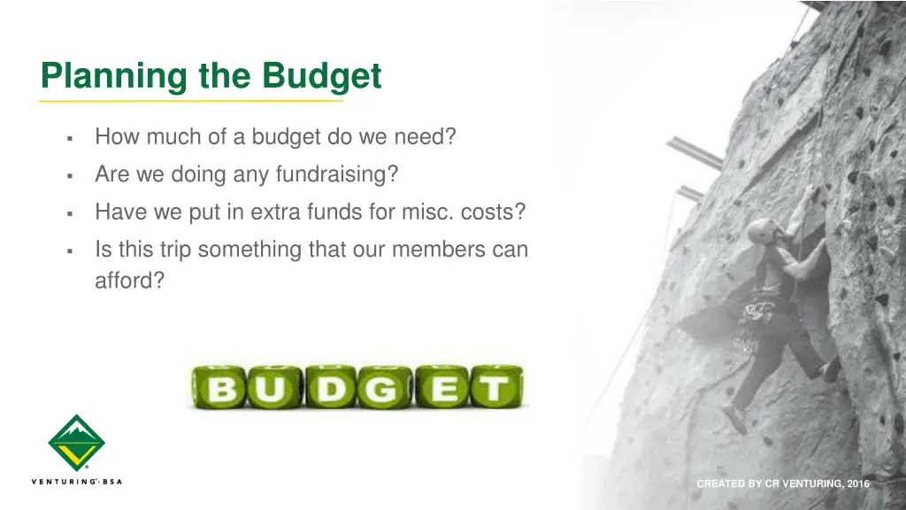 planning the budget
