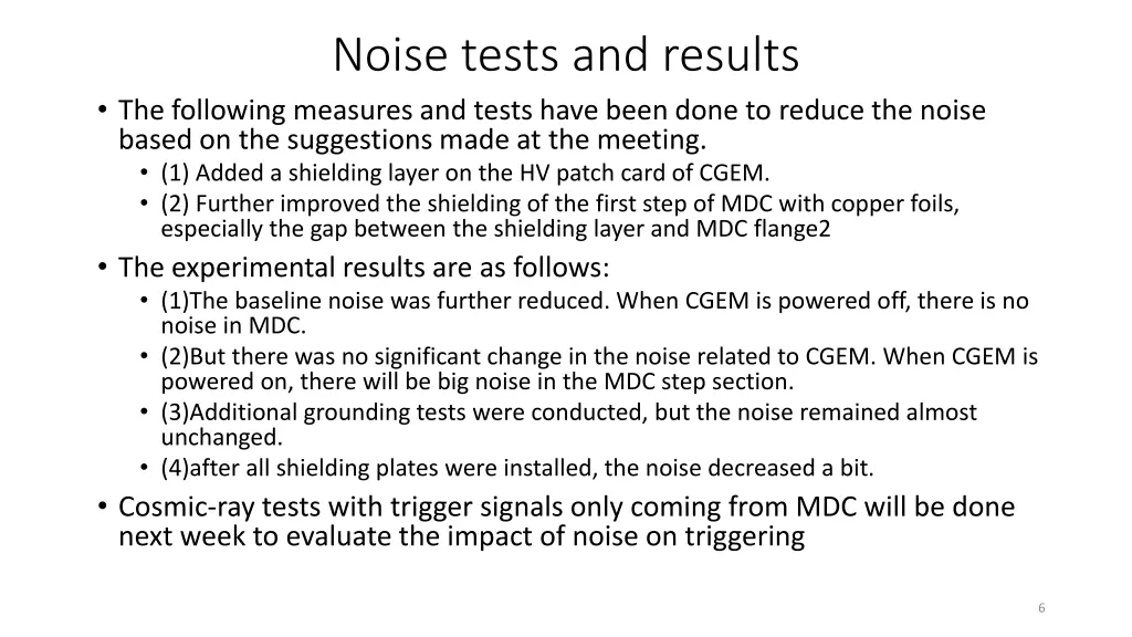 noise tests and results