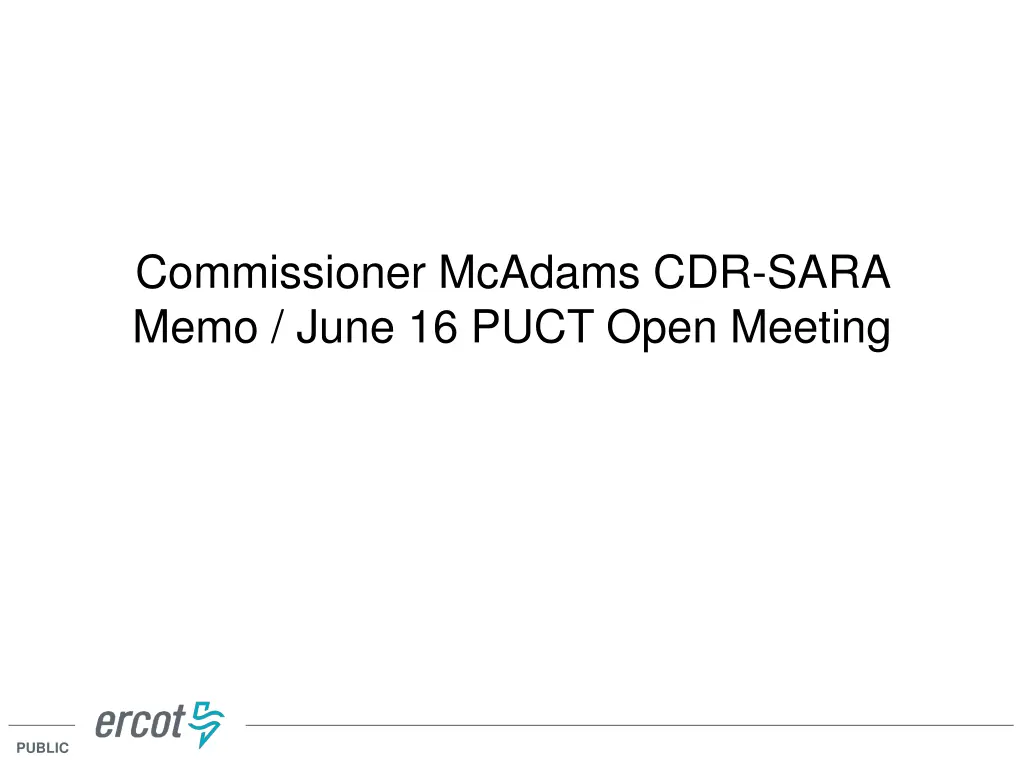 commissioner mcadams cdr sara memo june 16 puct