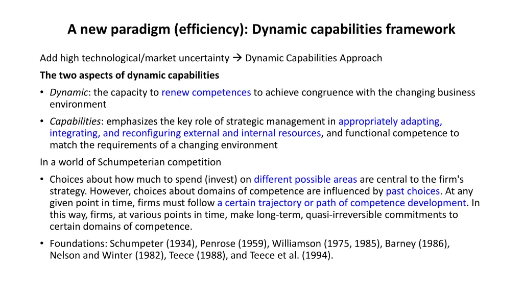 a new paradigm efficiency dynamic capabilities