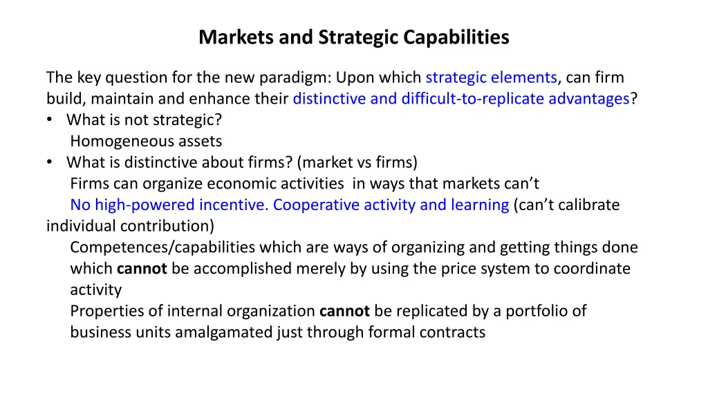 markets and strategic capabilities
