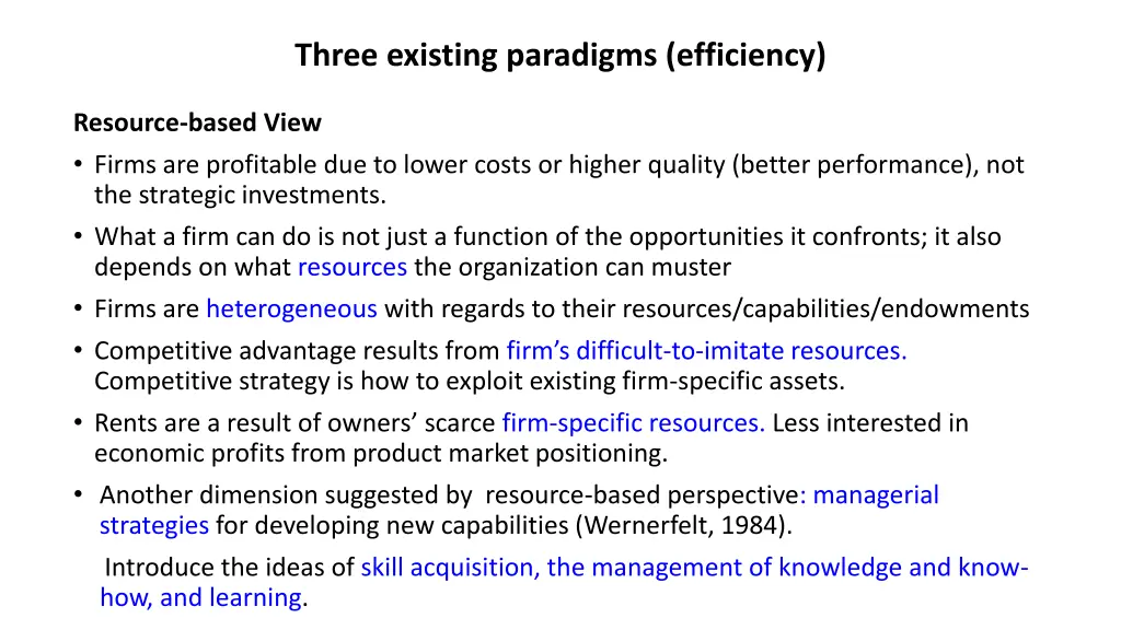 three existing paradigms efficiency