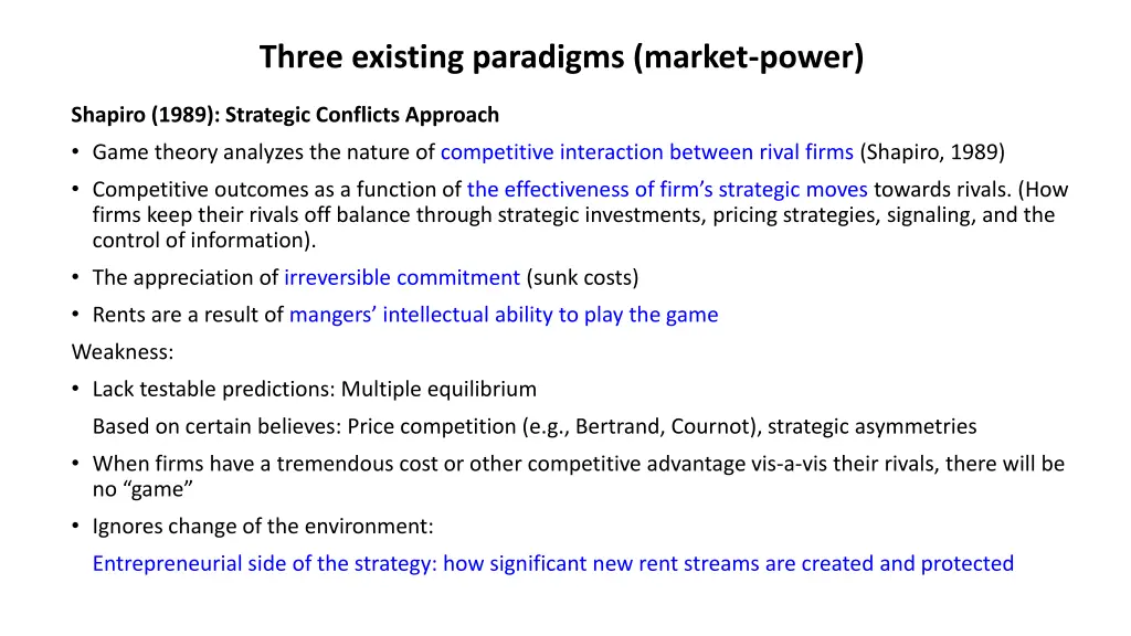 three existing paradigms market power 1