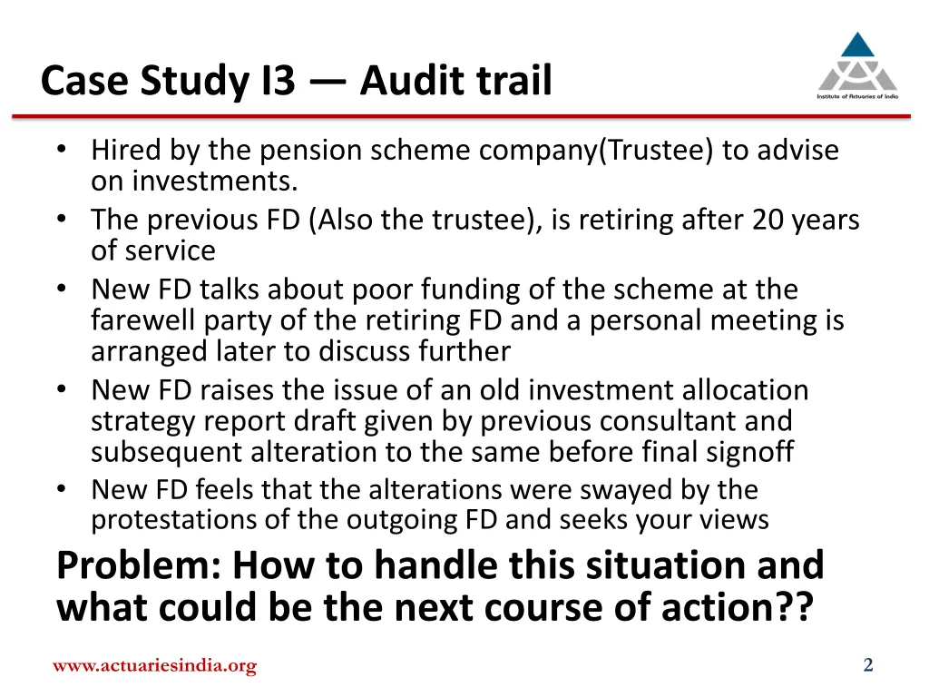 case study i3 audit trail