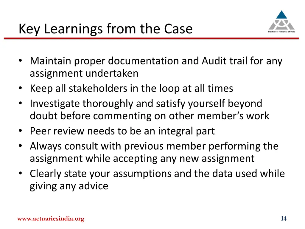 key learnings from the case