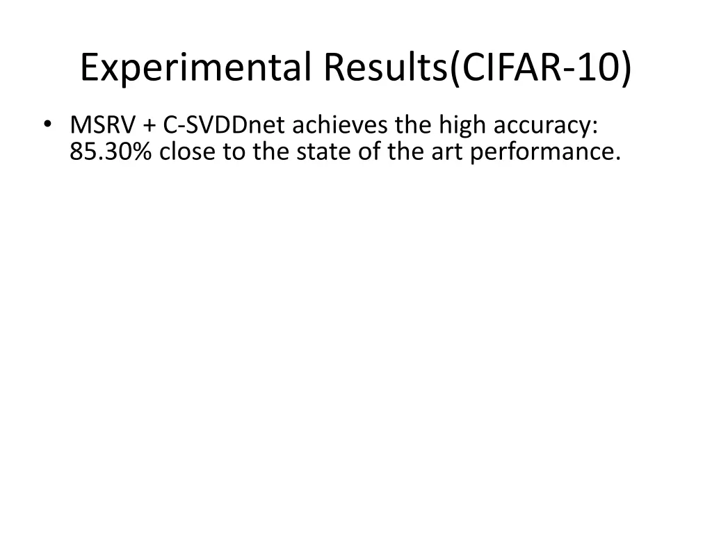 experimental results cifar 10 1