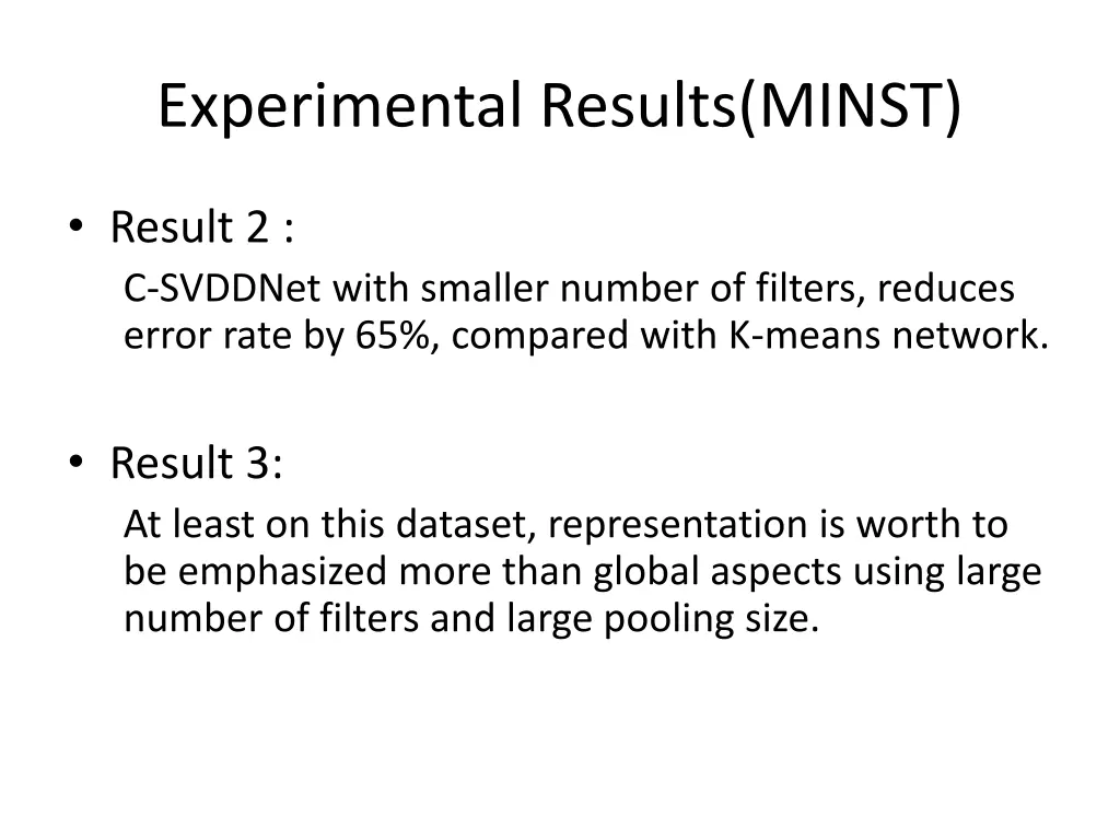 experimental results minst 2