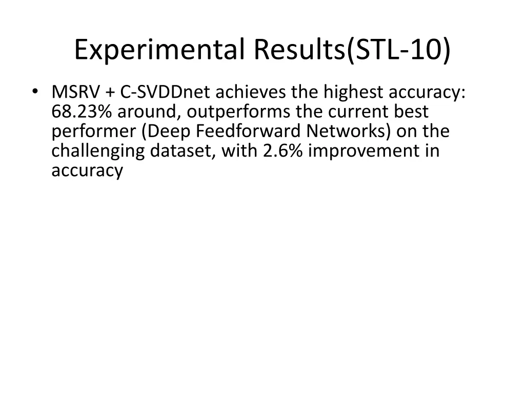 experimental results stl 10 1