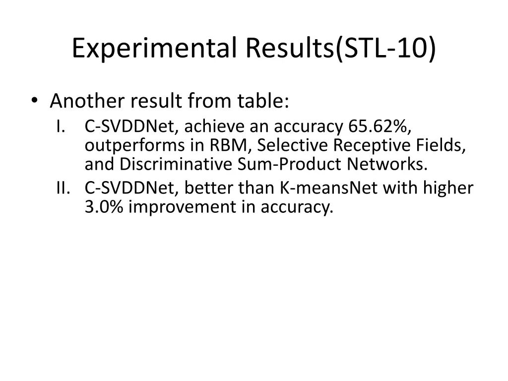 experimental results stl 10 2