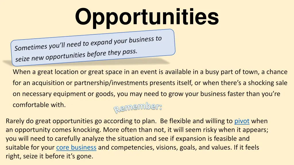 opportunities
