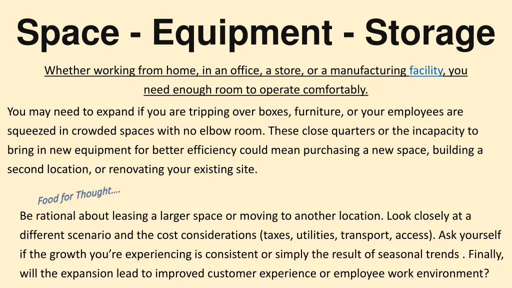 space equipment storage