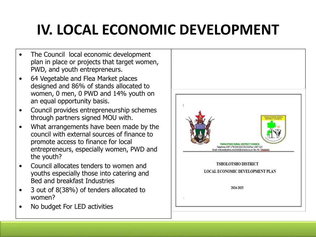 iv local economic development