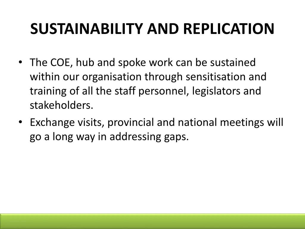 sustainability and replication