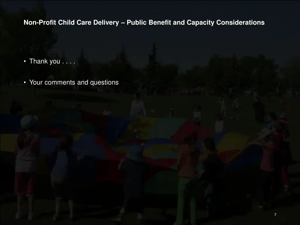 non profit child care delivery public benefit